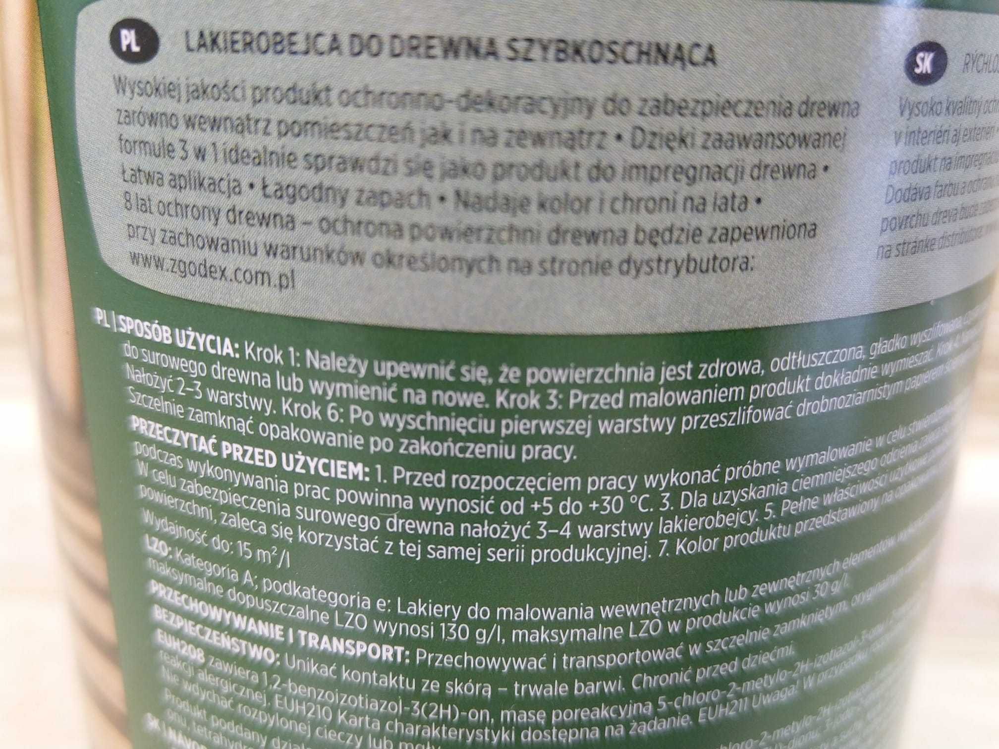 OKAZJA Lakierobejca bejca do drewna PALISANDER poj. 750 ml połysk