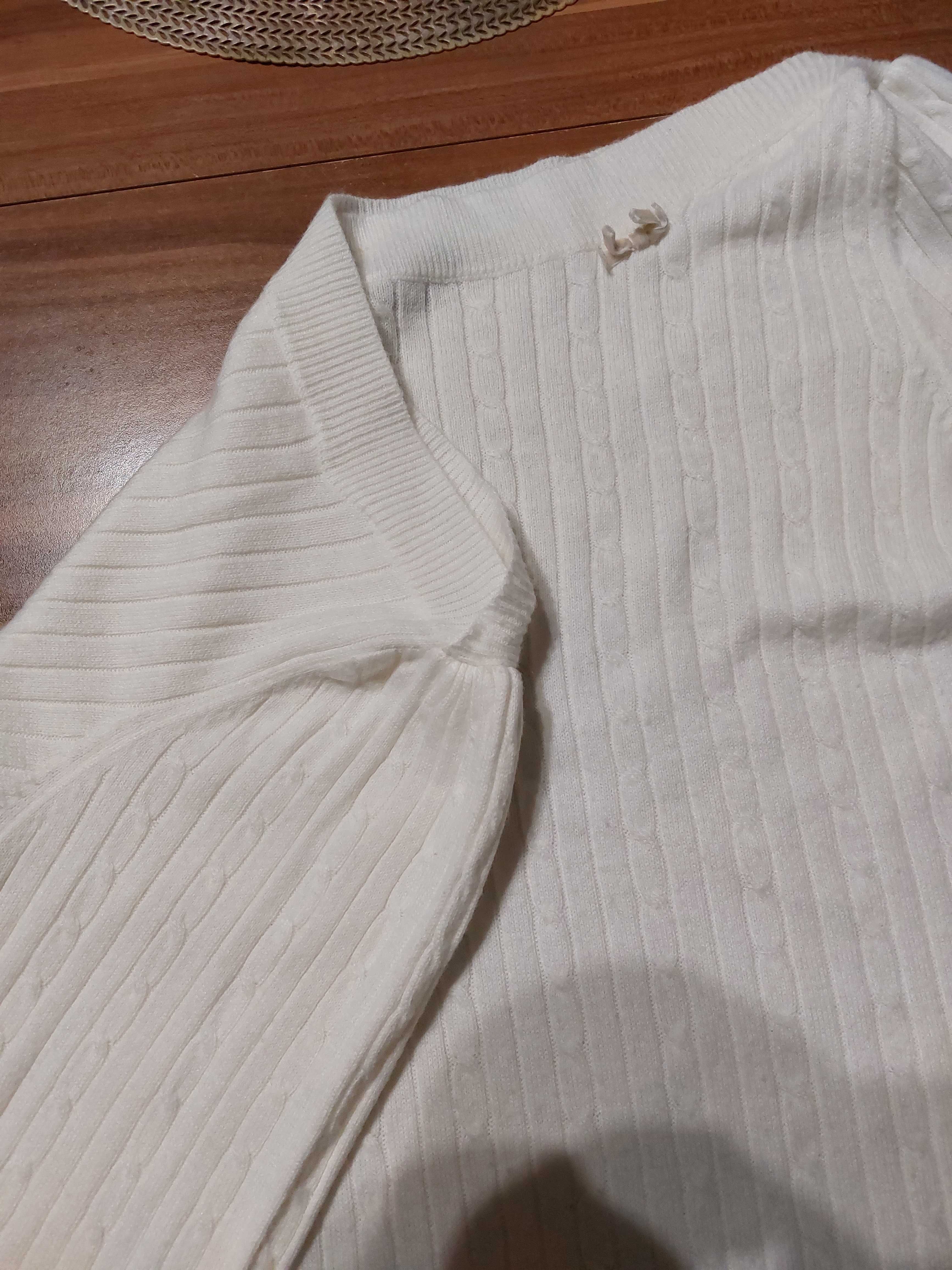 Biały, damski, wełniany we wzorki sweterek rozmiar XL Dorothy Perkins