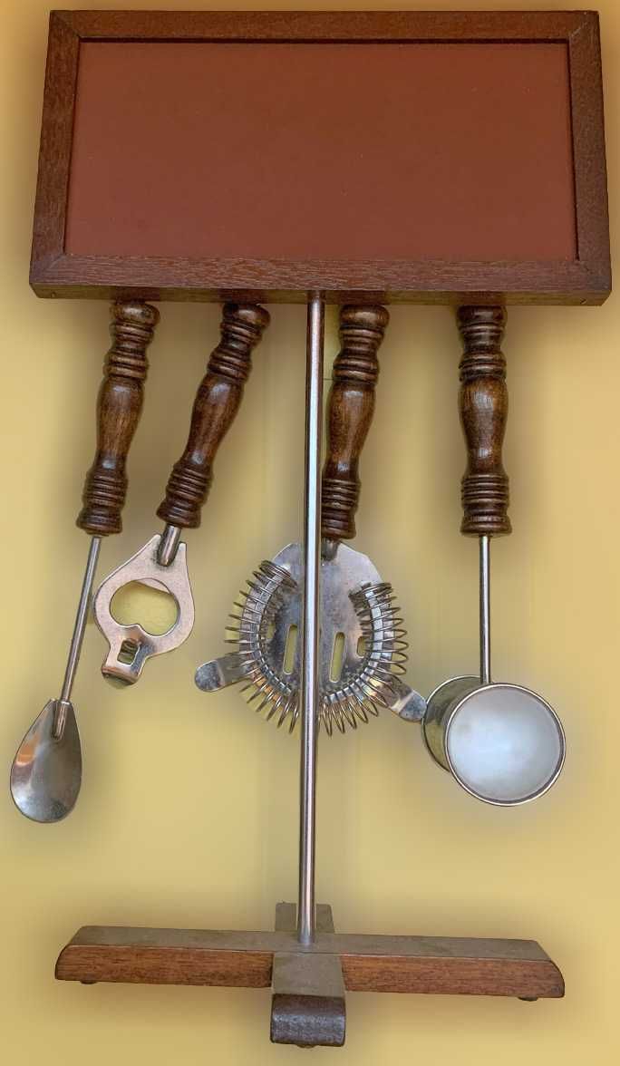 Conjunto de Utensílios de Bar com Suporte Vintage, Novo