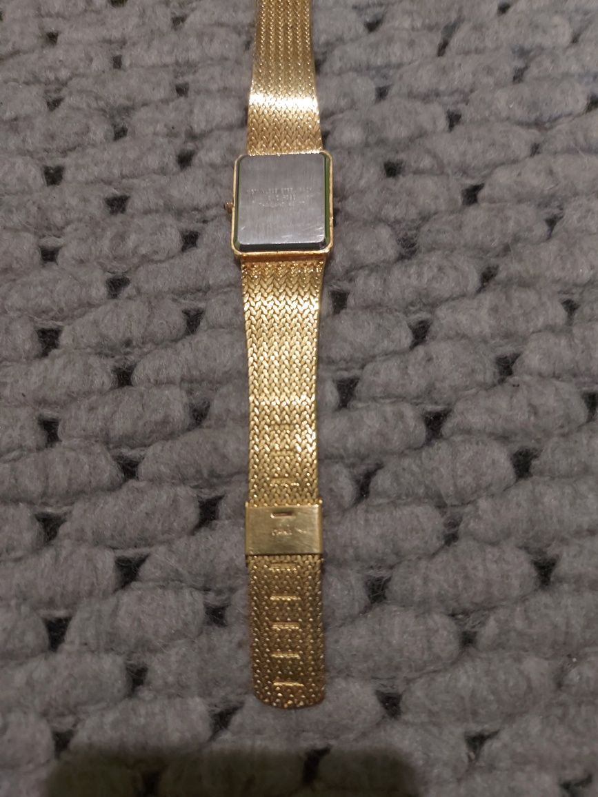 Xavier Ladies Quartz Gold Tone Black Face With Diamonds Wrist Watch