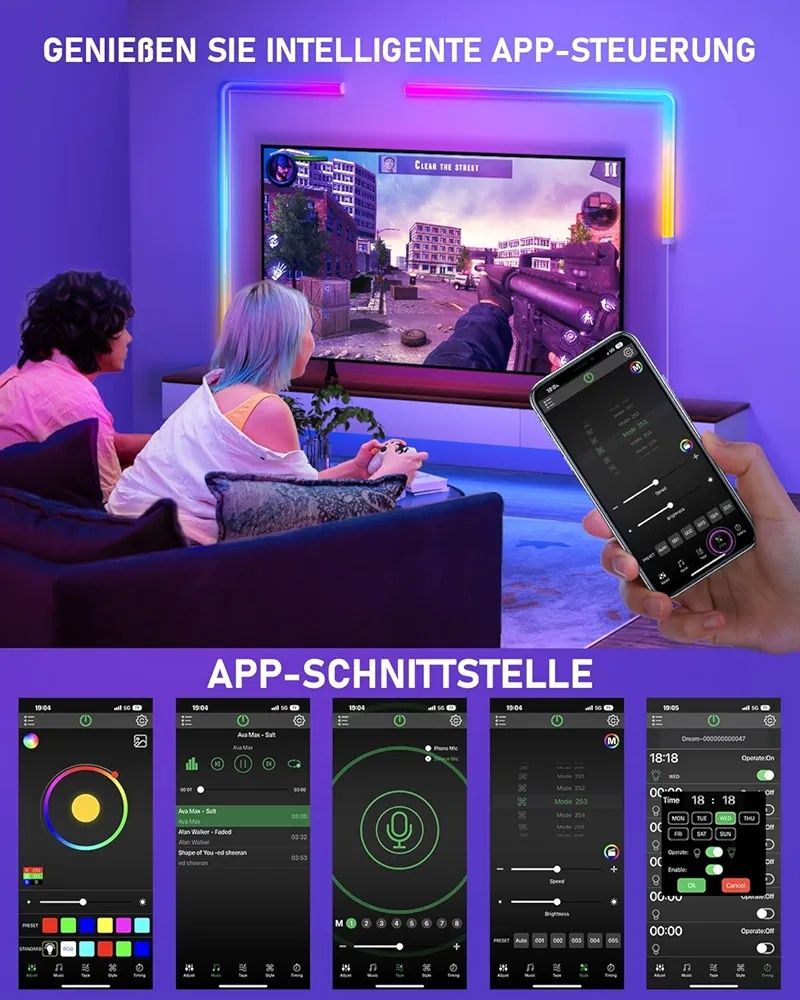 bedee Inteligentne kinkiety LED RGB: RGB+IC Glide Wall Light Ambient