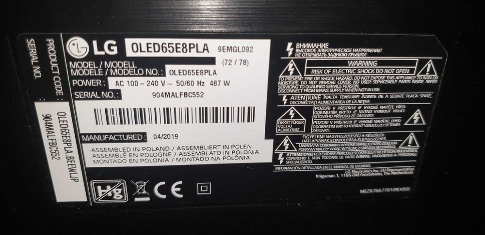 Telewizor OLED LG OLED65E8 65 cali 4K UHD