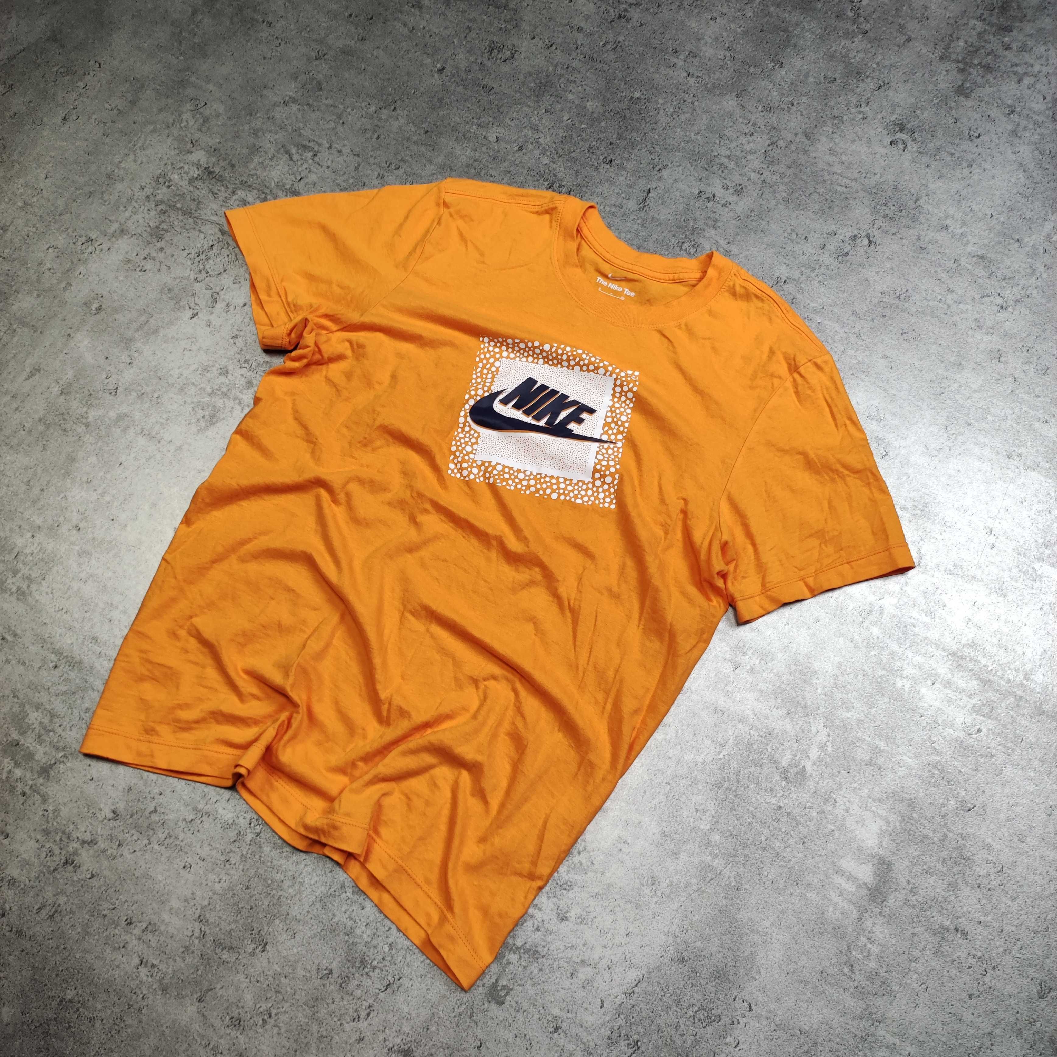 MĘSKA Koszulka Bawelna Nike AIR Nadruk Logo Pomarańczowa Sportowa