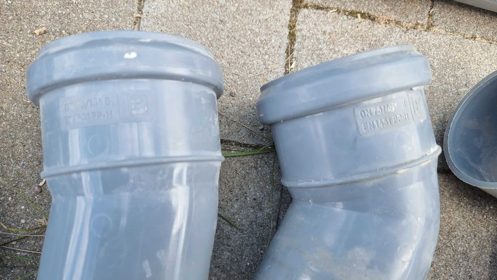 Rura kanalizacyjna wentylacyjna 75 mm rury kolanka, redukcje, zaślepki