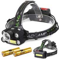 Latarka czołowa bailong 5x led + cob cree xm-l t6