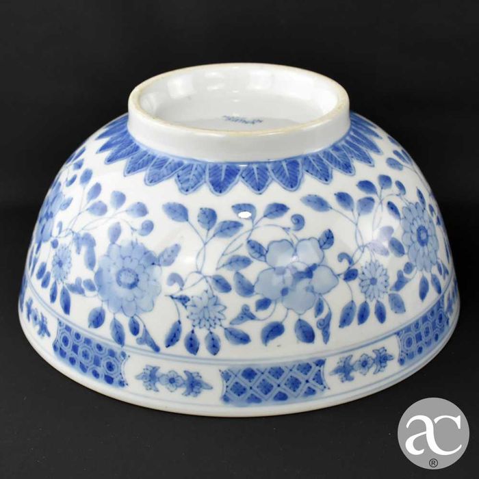 Par de grandes taças / saladeiras porcelana da China, Azul e Branco