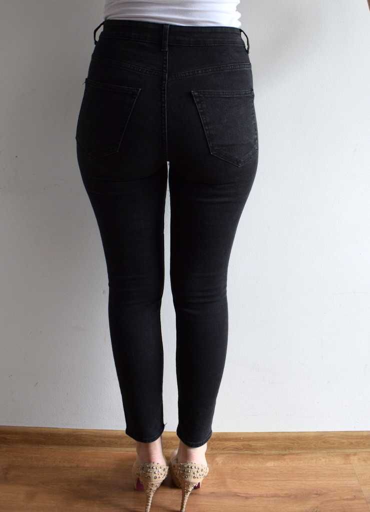 H&M jeggings ultra high waist spodnie rurki wysoki stan 38 m czarne