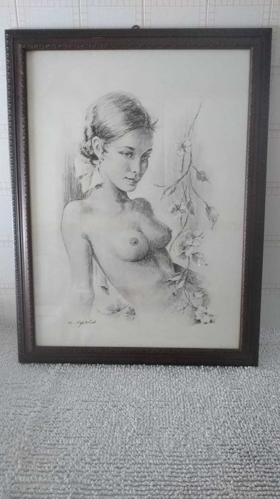 Quadro pintado a carvão