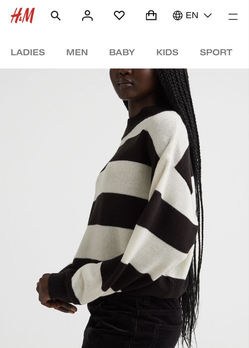 Кофта h&m divided в полоску, полосатий светр чорно-білий