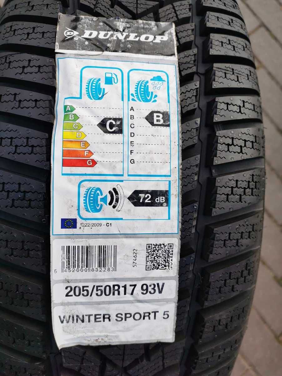 205/50 93H R17 DUNLOP Winter Sport 5 8mm NOWE 2019r Zimowe Opony 2szt