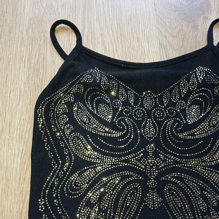 Bluzka czarna top dziewczęcy ozdobny karnawałowy