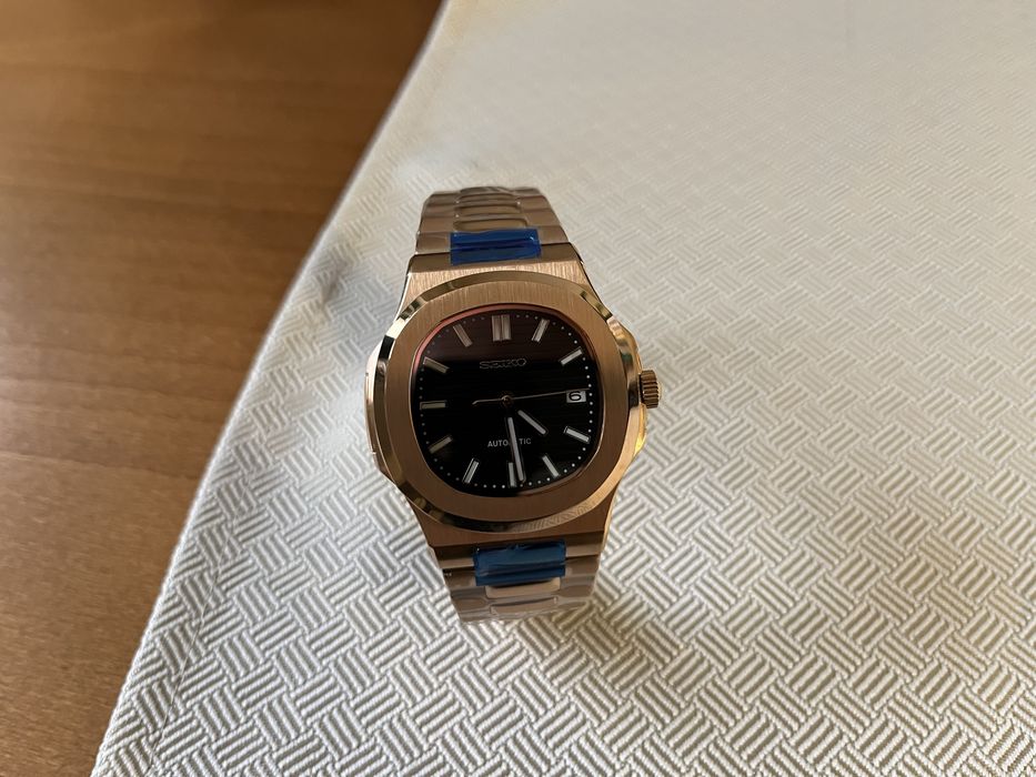Zegarek automatyczny Seiko Mod Nautilus Rose Gold