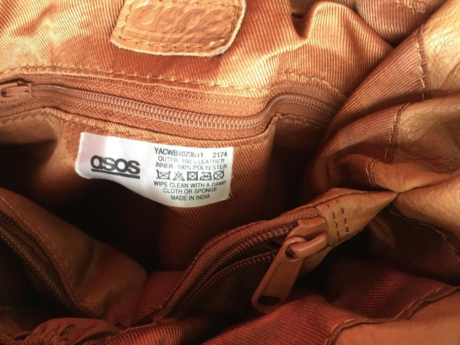 Torebka ASOS skóra naturalna camel karmel NOWA worek