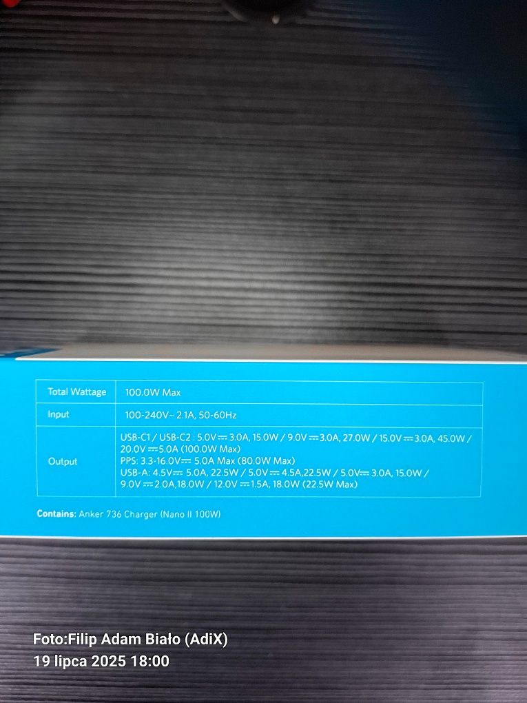 Anker 736 (Nano II 100W) - ładowarka sieciowa