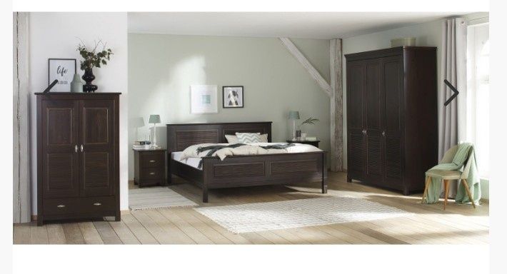 Drewniana sosnowa szafa z frezowaniem 160x195 cm - czarnobrąz (wenge)