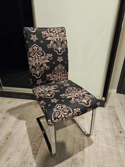 Pokrowce na krzesła glamour elastyczne uniwersalne wzór 4 sztuki