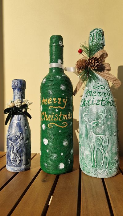 Сувенір, подарунок, хенд мейд, новорічні свята. Декорована пляшка
