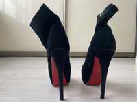 Замшевые женские ботинки на высоком каблуке, Лабутены, 36-37р