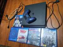 PS4 Slim 1TB com jogos e comando de cor Midnight Blue