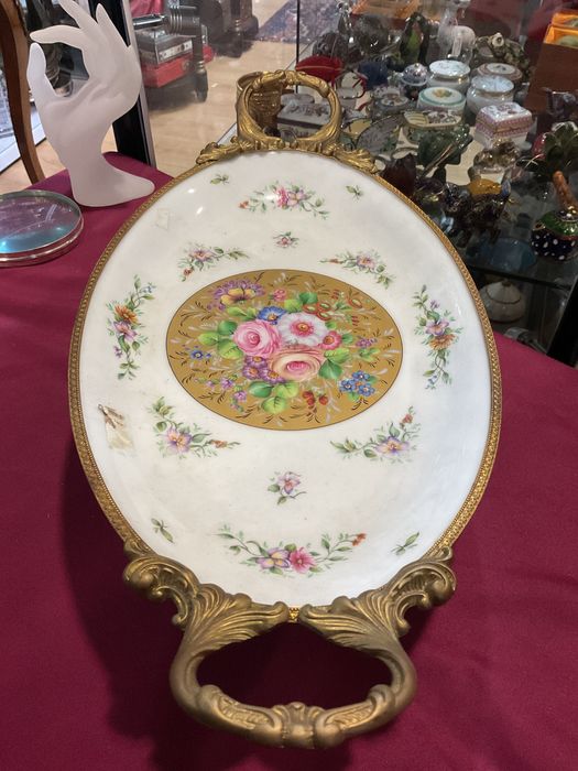 Centro de mesa francês 44x22cm porcelana vintage