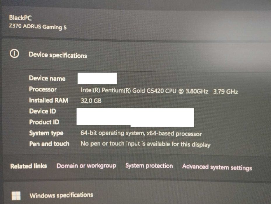 Intel Pentium Gold G5420 3.80GHz 4MB64409483785219122