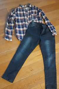 Koszula H&M i spodnie jeansowe rozm. 152