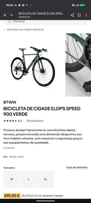 Bicicleta citadina ellops speed BTWIN