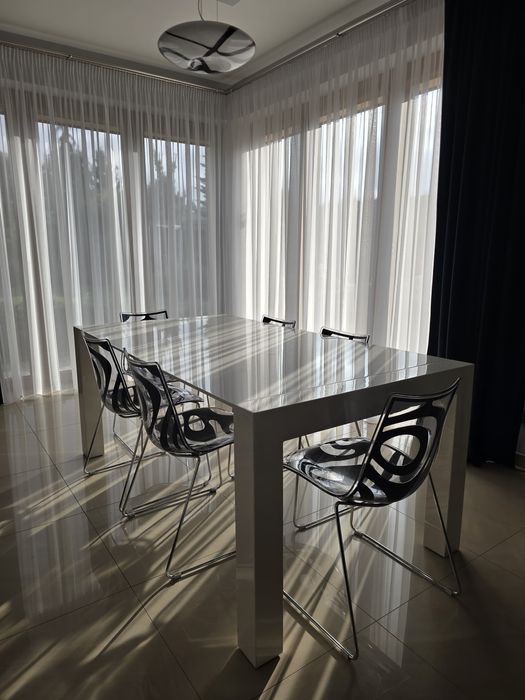 Stół szer 100cm rozkładany 180x230x280 z krzesłami 6szt.