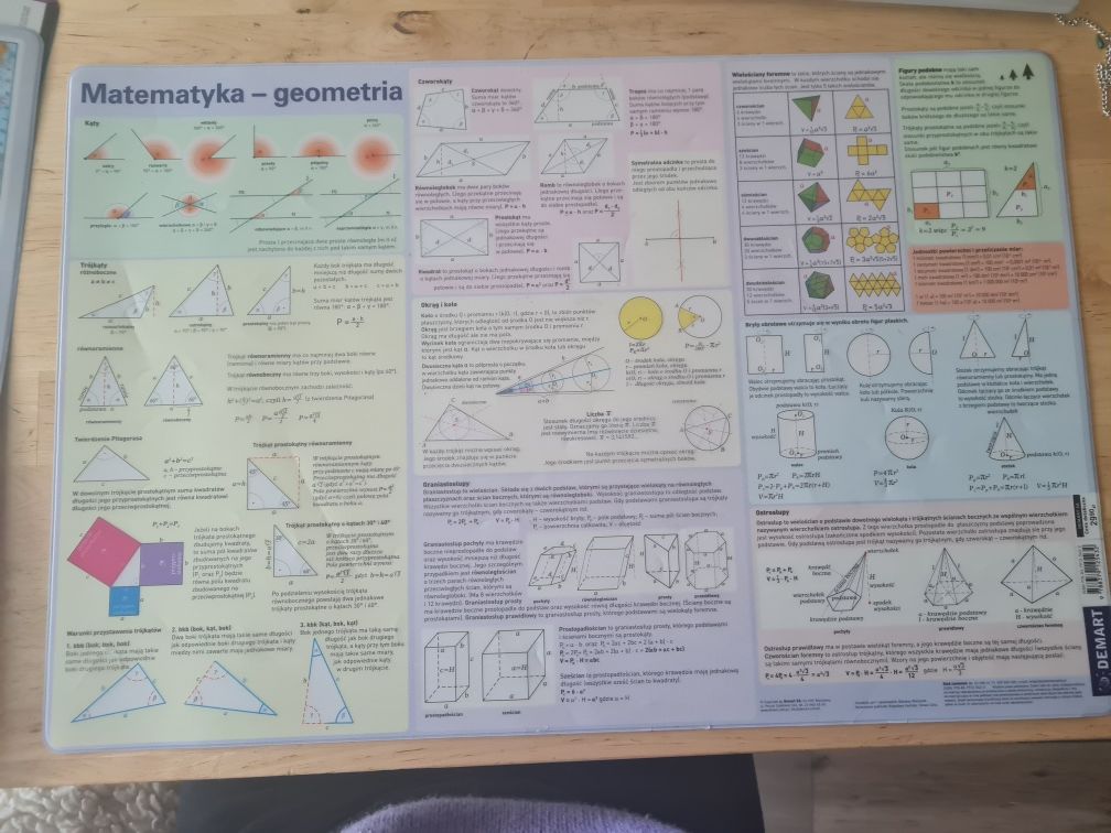 2x podkładki Demart: nieregularne czasowniki,  geometria