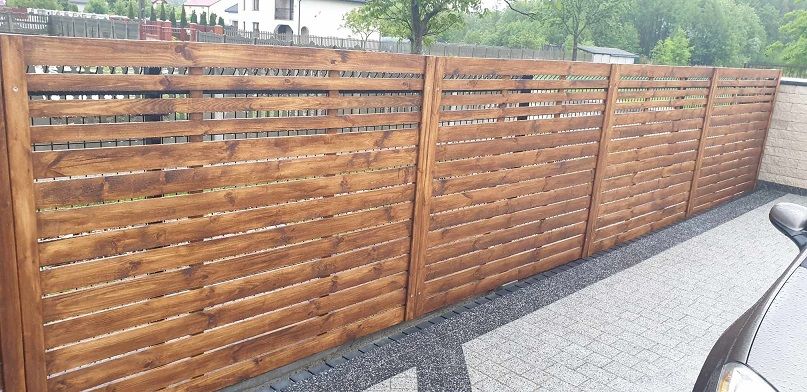 Płot Panele przęsła ogrodzeniowe lamelowe drewniane BARDZO SOLIDNIE