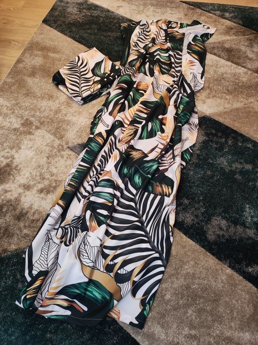 Zasłony zielone monstera 140 x 230 na przelotkach