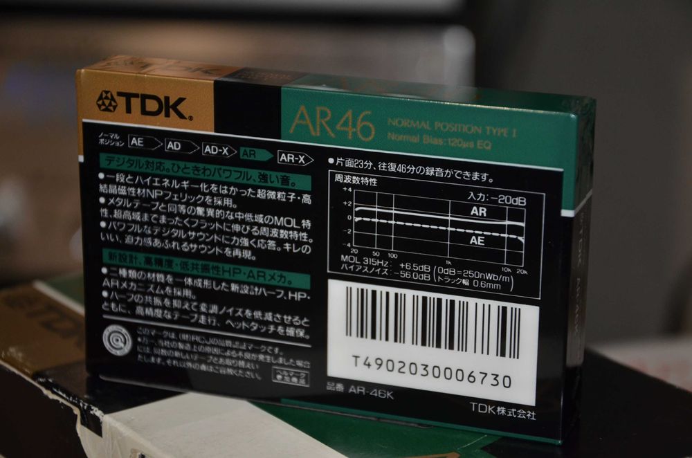 Запечатанная новая редкая аудиокассета TDK AR46 Made in Japan 1988