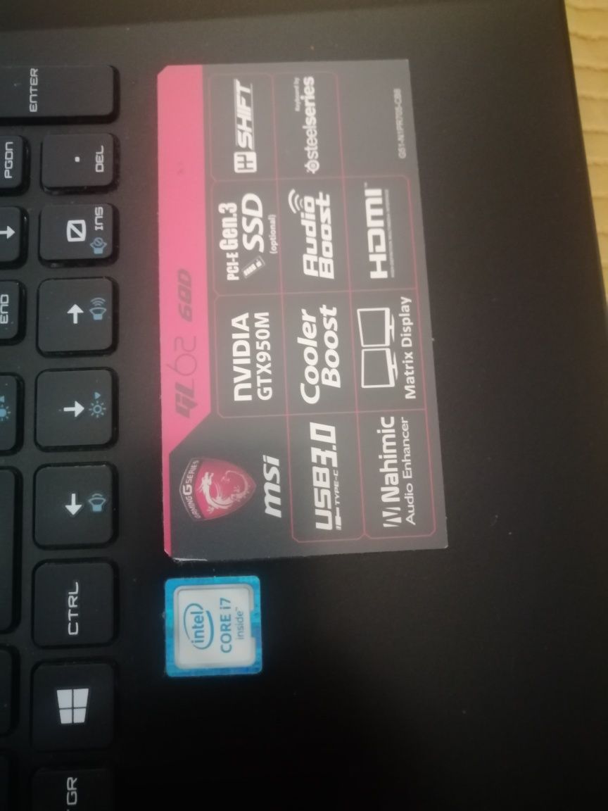 Ноутбук MSI GL62 6QD/Intel Core i7-6700HQ/16 Gb DDR4/GF-GTX 950M