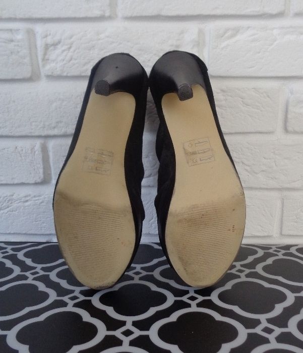 RABAT! skórzane czarne szpilki na platformie peep toe asos r. 39