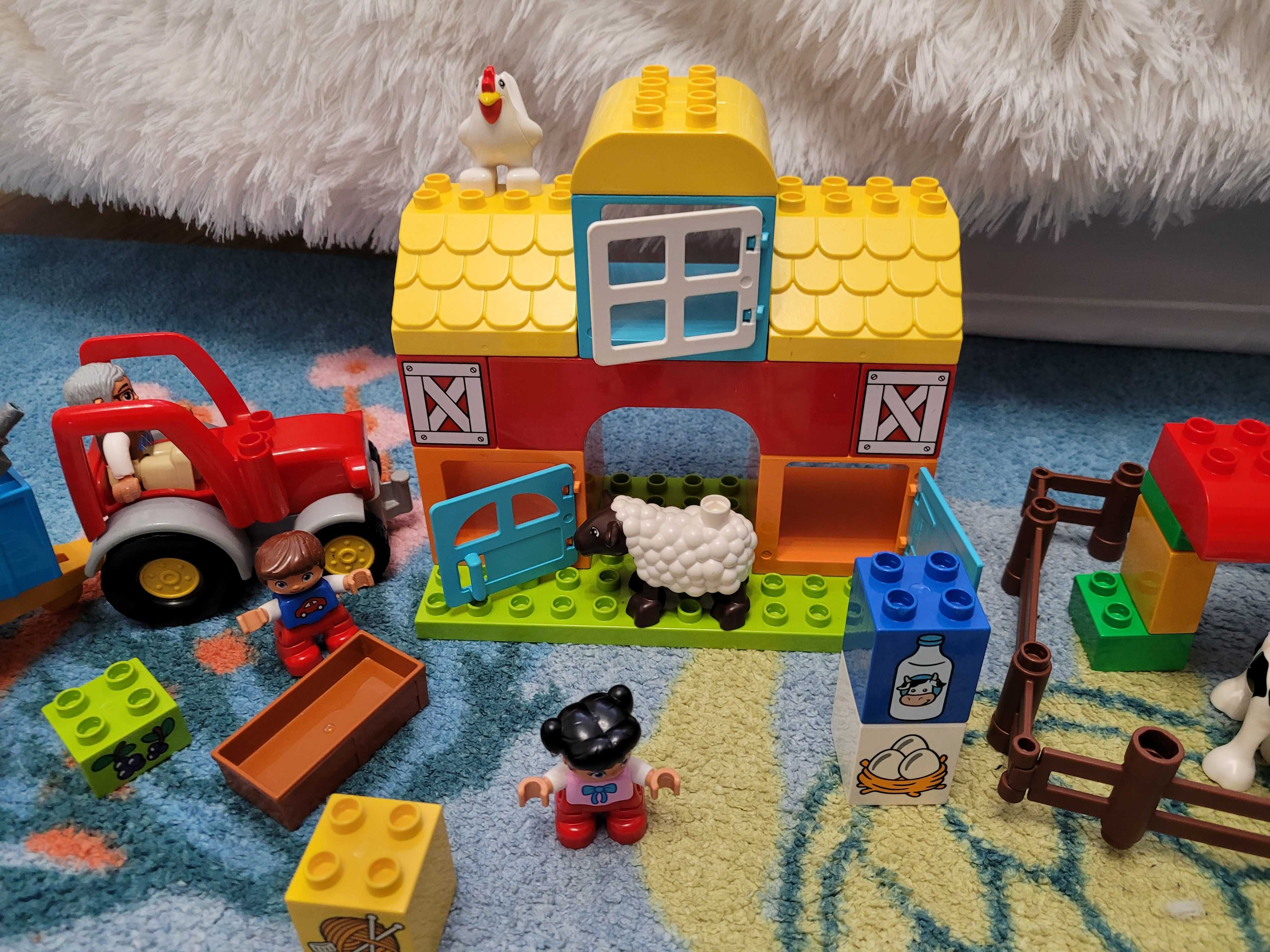 Lego duplo, zestaw, mix , farma, traktor,  cieżarowka, cyferki