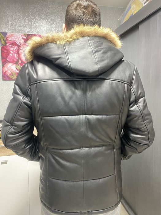 Чоловіча зимова кожана куртка мужская зимняя куртка