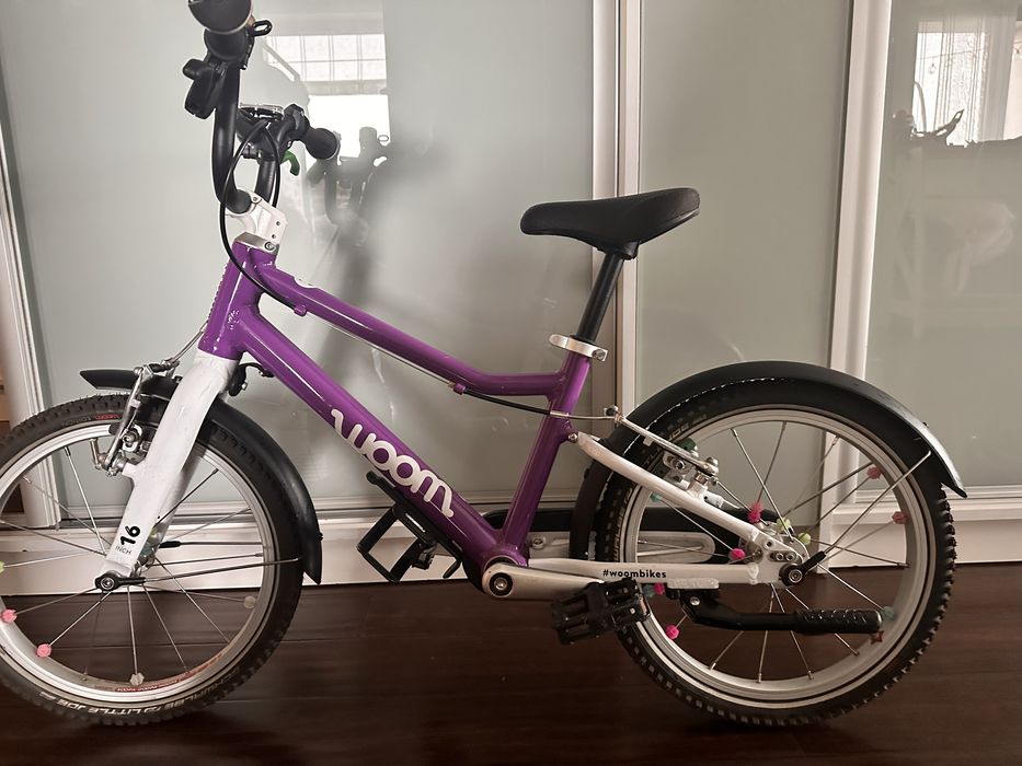 Rowerek Woom 3 , fiolet, purple, full wersja -dodatki