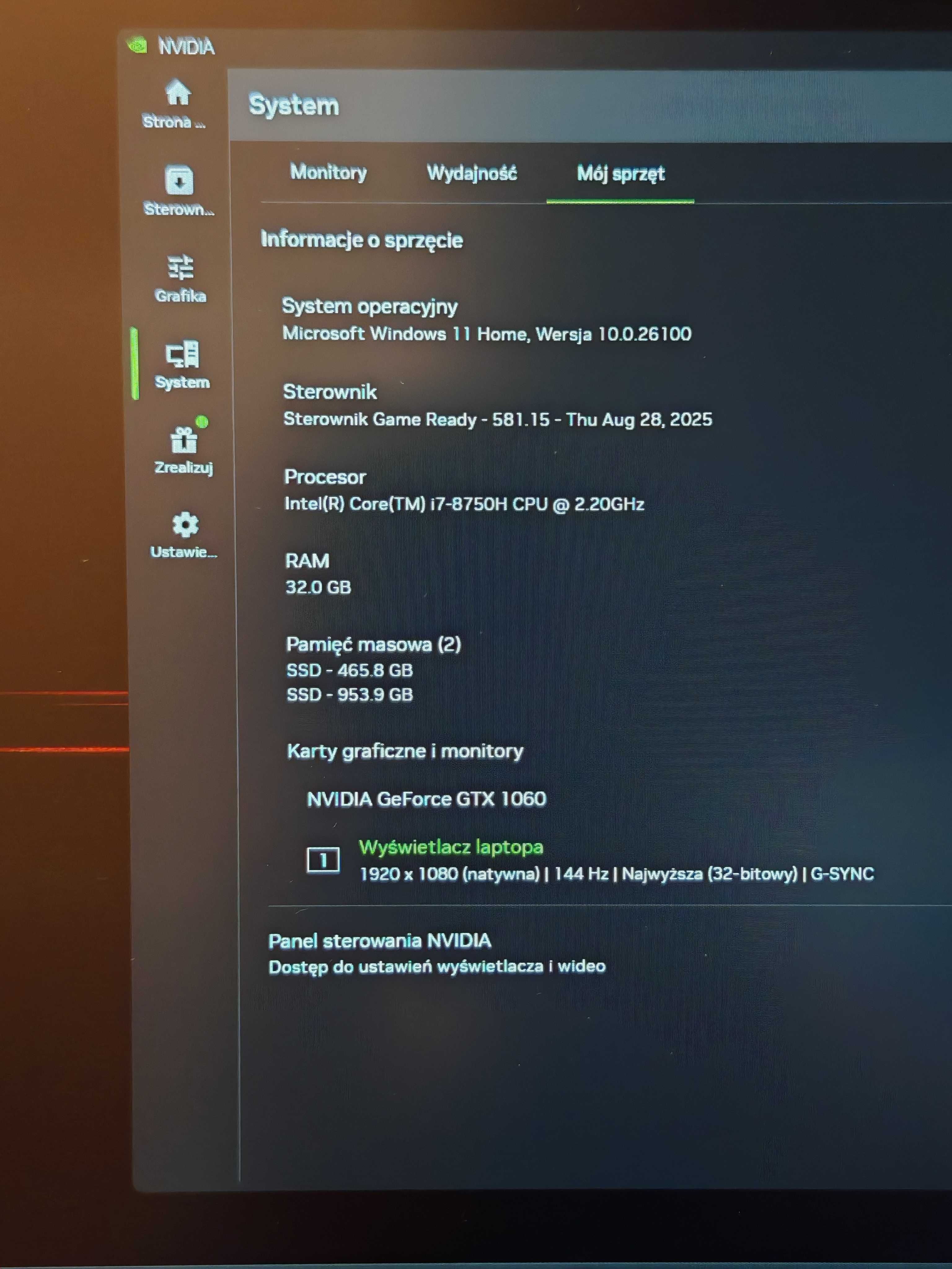 Laptop HP Omen 15-dc0006ng i7- 8750H GTX1060 6GB 32GB 1.5TB SSD Win11