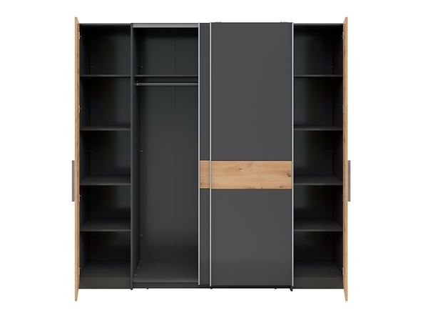 Odbiór do 13.08 - Szafa przesuwna Fabio 215 cm grafit/dąb artisan BRW