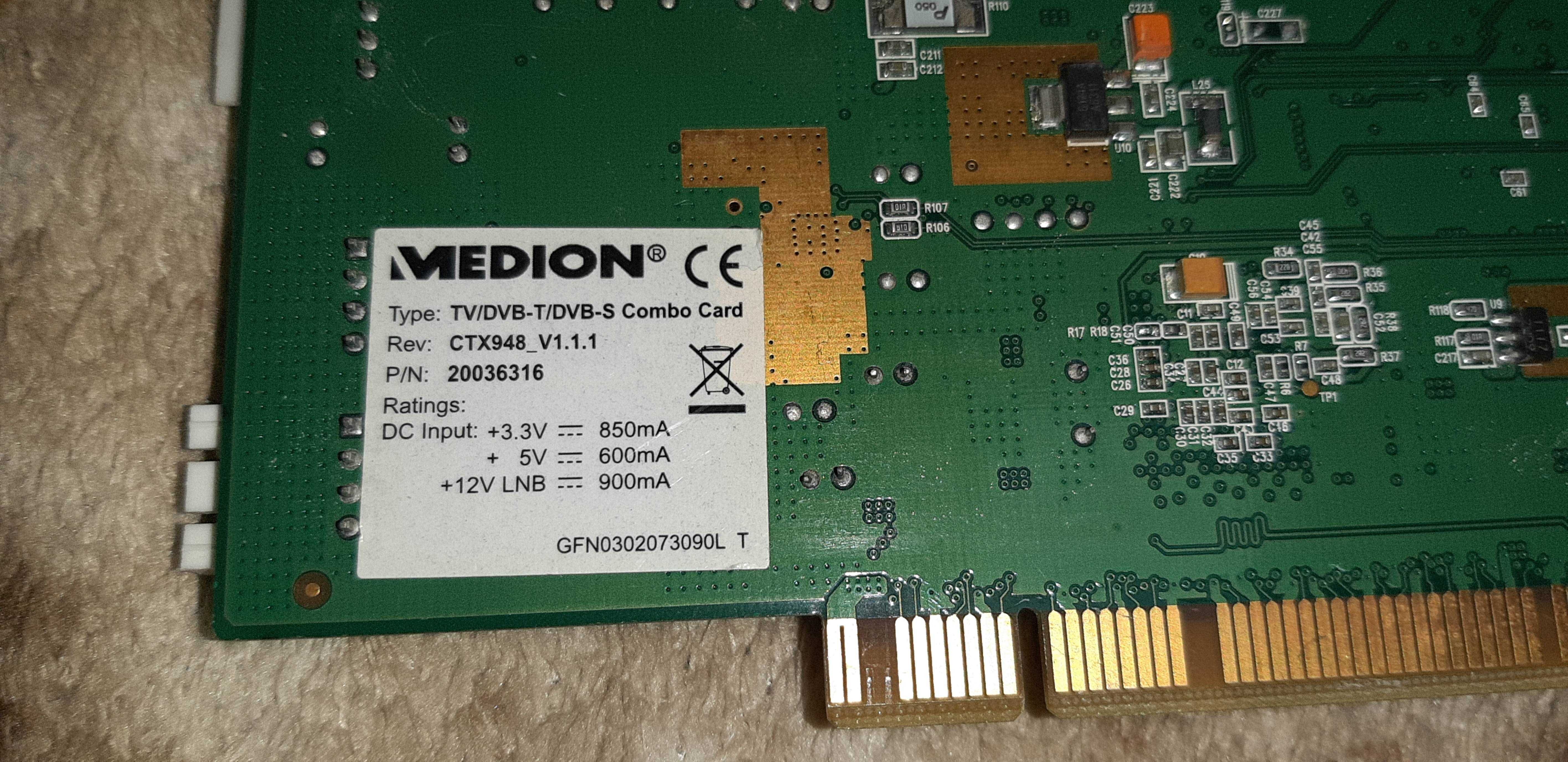 Medion CTX948 V1 TV/DVB-T/DVB-S Combo card Medion