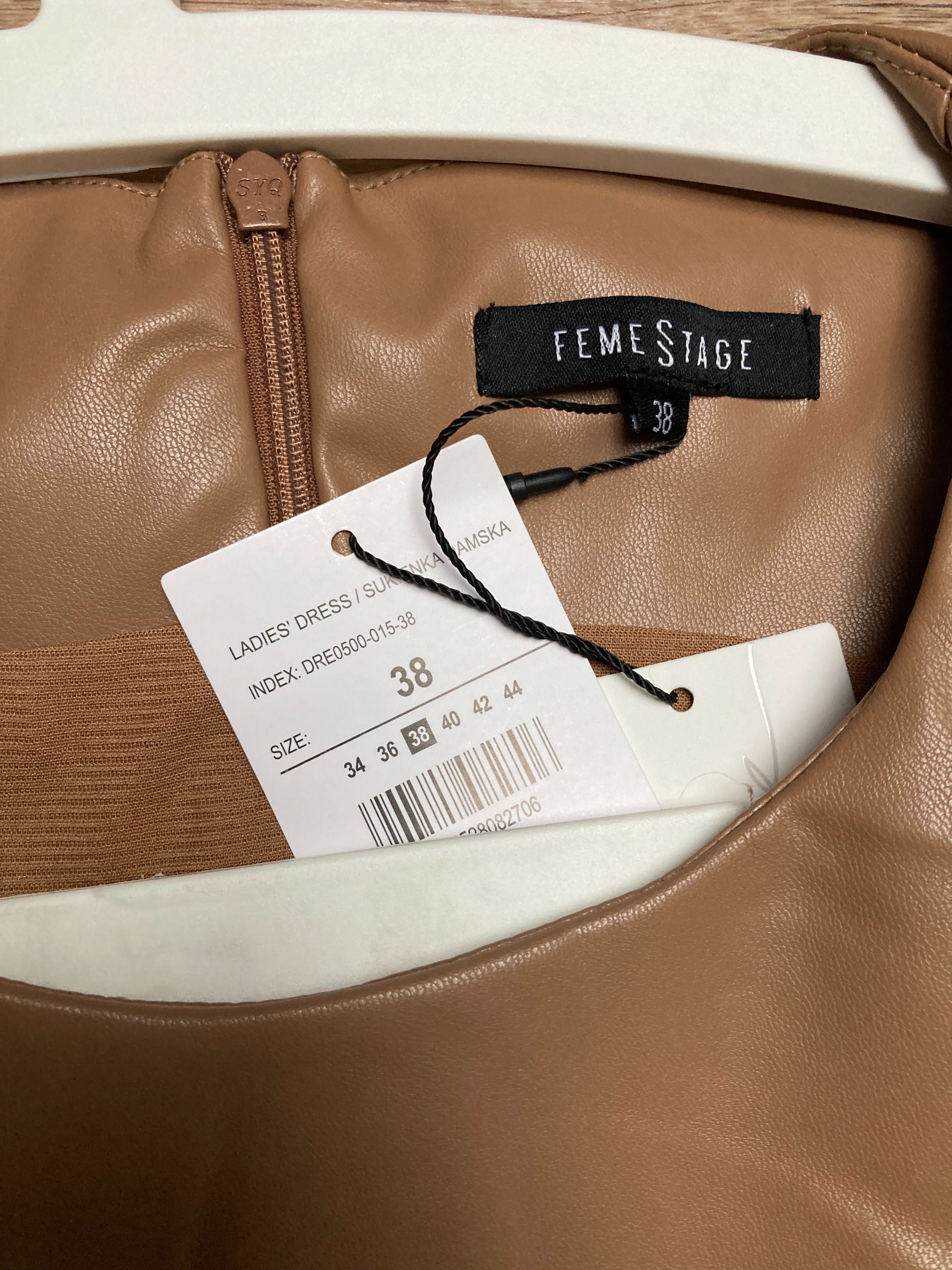 Sukienka eko skóra beżowa Femmestage r. 38 nowa z metką