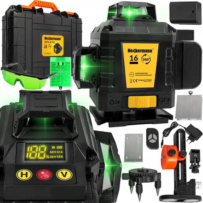 Poziomica Laserowa 360 Płaszczyznowa 4d Laser Krzyżowy Samopoziomująca