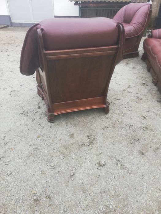 Komplet wypoczynkowy dębowy 311 funkcją spania nowa skóra