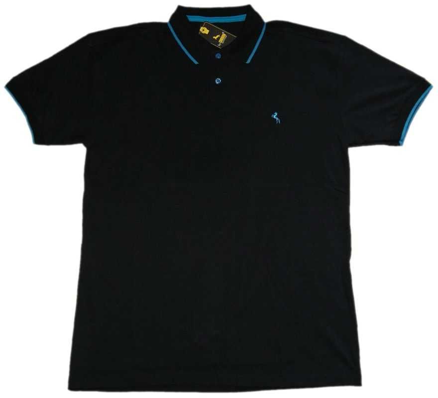 Koszulka męska POLO turecka duża 5XL szer. 116 cm CZARNA bawełniana