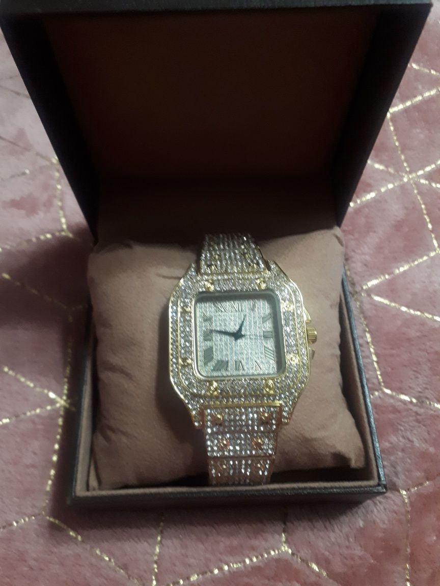 Cartier styl  zegarek pozłacany
