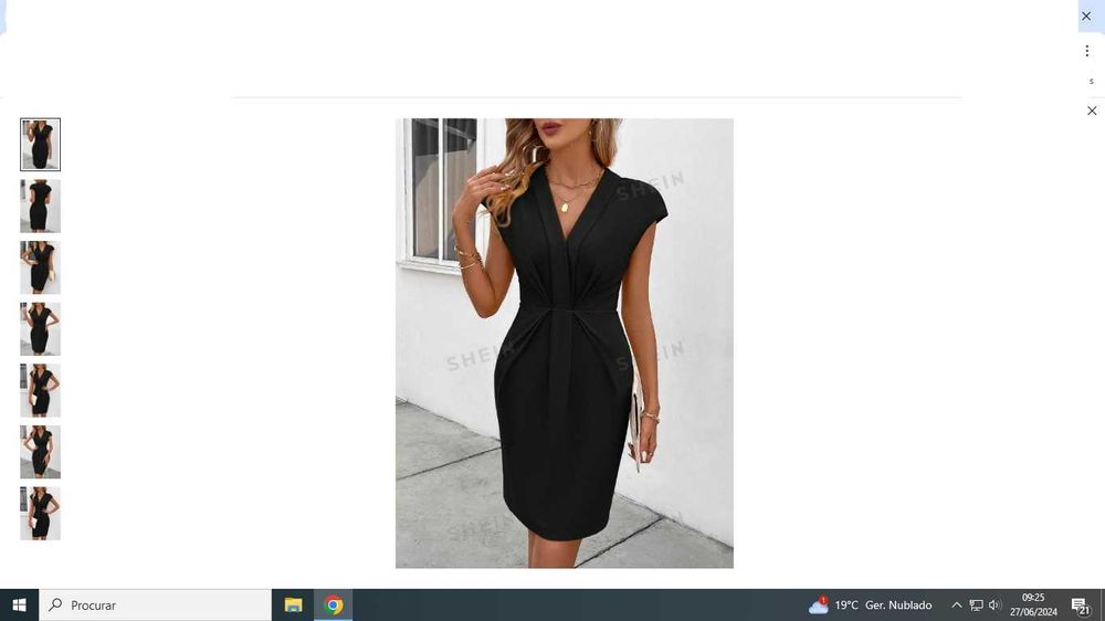 vestido preto cocktail shein m