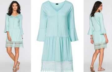 Sukienka turkusowa z koronką stretch Rozmiar 38/40