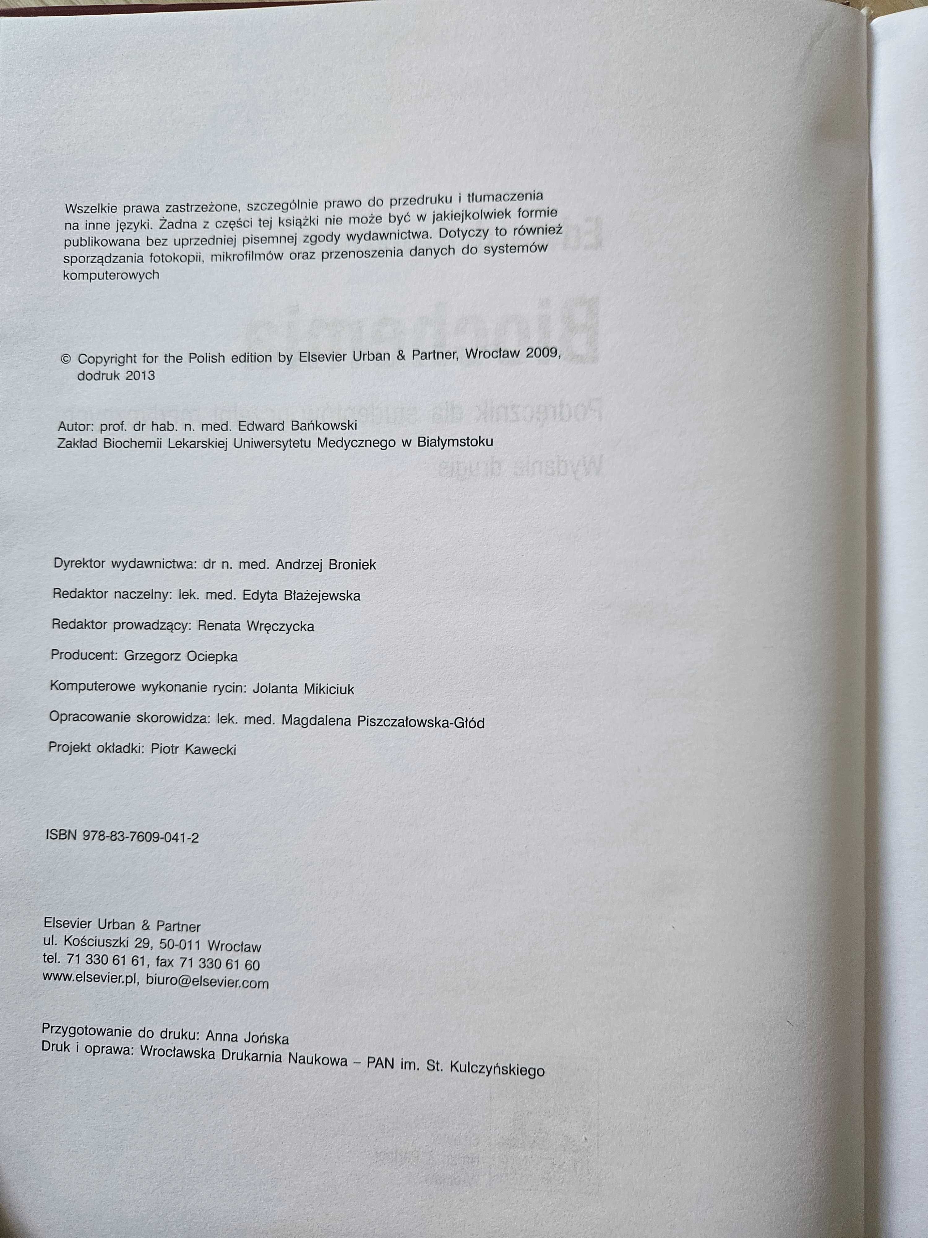 Edward Bańkowski Biochemia, Elsevier wyd. 2