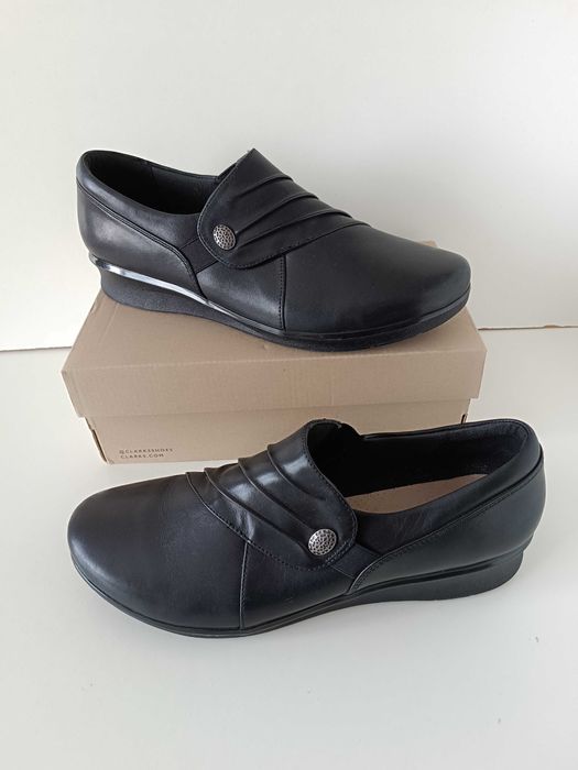 р 9 / 43-44 28,5 см кожаные закрытые черные туфли большие Clarks