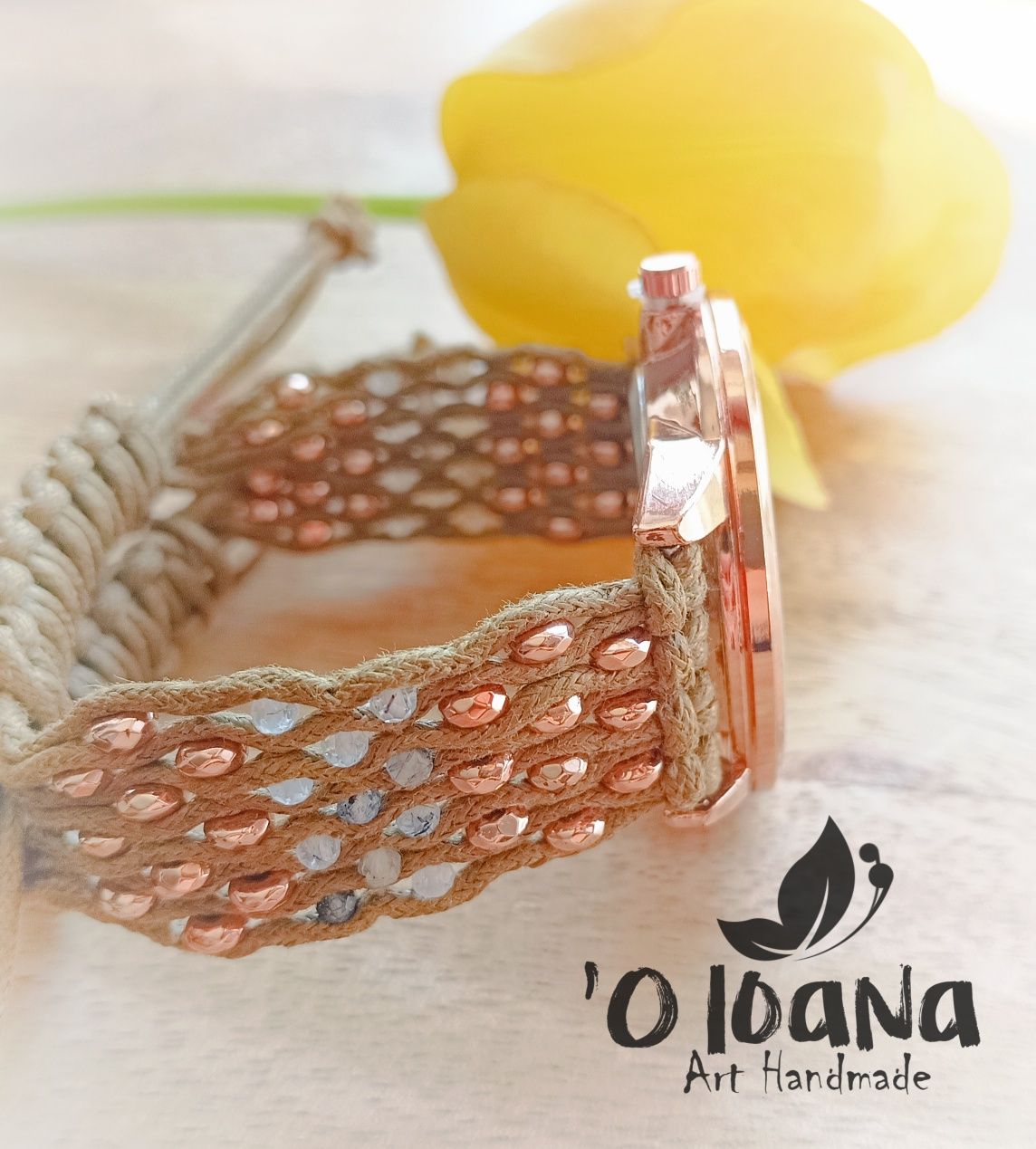 Zegarek handmade kryształ górski hematyt